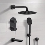Remer TSH71 Matte Black Tub and Shower System With Rain Shower Head and Hand Shower